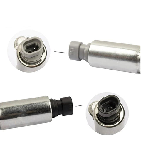 Vvt Solenoid Intake And Exhaust Camshaft Position Actuator Valve Kit For Chevy Equinox Malibu Cobalt Hhr GMC Terrain Buick Pontiac 2.0L 2.2L 2.4L Replaces 12655421 12655420 Fixes P0010 P0011 P0013 P0014 And Restores Smooth Idle And Better Fuel Economy showing connector ends