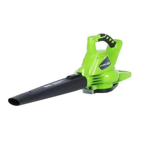 40V Cordless Brushless Leaf Blower Vacuum 185 MPH 340 CFM 2 In 1 Quick Switch With Bag No Fuss Yard Cleanup Of Leaves And Grass Clippings Battery And Charger Not Included, green handheld unit.