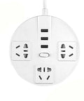 Heavy Duty Smart Power Strip With Rapid Usb Fast Charge And Top Tier Surge Protection Featuring Locking Safety Doors Rugged Abs Plastic Flexible Cable Zero Hassle Daily Setup top view showing six outlets and USB ports