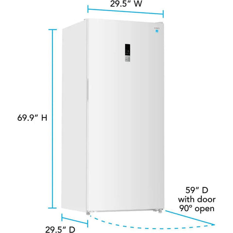 21 Cu Ft Frost Free Convertible Upright Freezer With Turbo Freeze And MaxxSpace Insulation Garage Ready Energy Star white dimensions 29.5" W x 29.5" D x 69.9" H