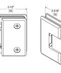 Technical diagram of Oceana Standard Duty Adjustable 135 Degree Glass to Glass Hinge Matte Black for Three Eighths Inch or One Half Inch Glass Doors