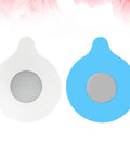 2pcs Silicone Bathtub Drain Stopper, Soft Flexible Bathroom Tub Plug in white and blue colors with circular centers.