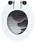 Premium Two Pack Mdf Toilet Seats Featuring Smooth Soft Close Lids And Rugged Zinc Alloy Hinges Trendy stone texture with easy clean finish.