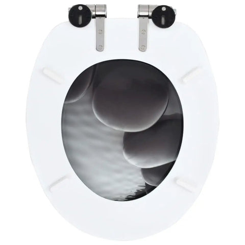 Premium Two Pack Mdf Toilet Seats Featuring Smooth Soft Close Lids And Rugged Zinc Alloy Hinges Trendy stone texture with easy clean finish.