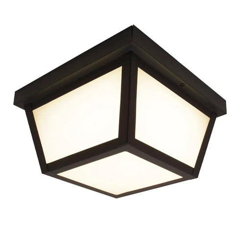 9 Inch Black LED Outdoor Ceiling Light with Frosted Lens, 3000K Warm White, 1000 Lumens, Wet Rated for Porch and Patio Exterior