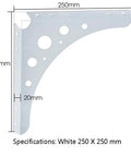 Built Like A Tank Wrought Iron Corner Shelf Bracket Wall Mount Rack Heavy Duty Triangular Support White 250mm x 250mm