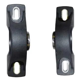 Built Different Pillow Block Bearing With One Inch Inner Bore Crafted From Heavy Duty Nylon Composite, side view showing slotted base.
