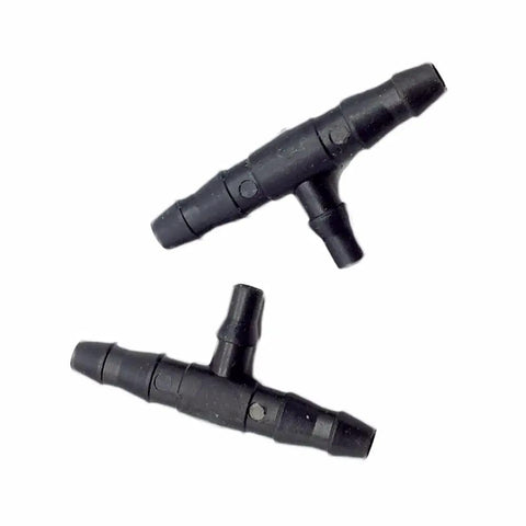 Mega 2000 Pcs Barbed Hose Tee Connectors 3 To 5mm And 4 To 7mm Three Way Splitters For Garden Irrigation And Balcony Watering Durable Plastic Hose Fittings, black plastic tee fittings
