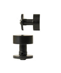 Silent Door Lock Handle Set In Solid Brass With Round Hardware, side view of black round knob and latch mechanism
