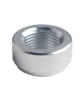 Pair Of 3/8 Inch NPT Aluminum Weld On Bung Fittings For Fuel Tanks Lightweight 6061 Alloy close-up view of aluminum fitting