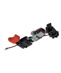 Straight Drop In Drill Switch Assembly For Porter Cable PCC620B PCC620LB Trigger Kit featuring red button and wiring exposed.