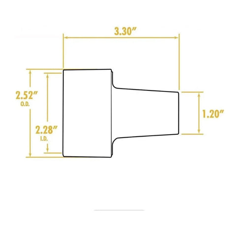 Diagram of Universal Shop Vac Hose Adapter Kit, 2 Pack, 2.5 Inch Reducers To 1.5 And 1.25 Inch Hoses, dimensions detailed.