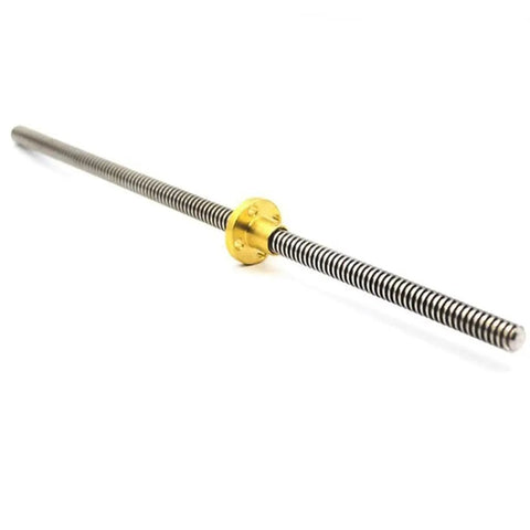 Ten Millimeter Stainless Steel Lead Screw Rod For 3D Printers And CNC Mills With Nut Trapezoidal Thread Length 100 To 1000 Millimeters Lead 2 3 4 8 10 12 Great For Stepper Motors And Home Built Projects. Stainless steel lead screw with brass nut