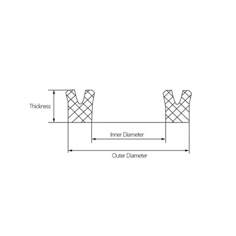 Diagram showing dimensions for Cool Pu Uhs Hydraulic Oil Seals For Cylinder Piston Shafts 5 Pack Multiple Sizes Like 31.5mm.