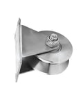 Side view of 3In V Groove Wheel Stainless Steel Heavy Duty Beefy Caster For V Track Rail And Sliding Gates V Shaped Plate Caster