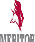 Logo depicting a stylized red bull's head above the word 'Meritor' in gray lettering.