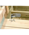 1/4 Inch By 2 Inch Structural Stainless Steel Wood Screw With 3/8 Inch Hex Head And Integrated Washer, installed on deck