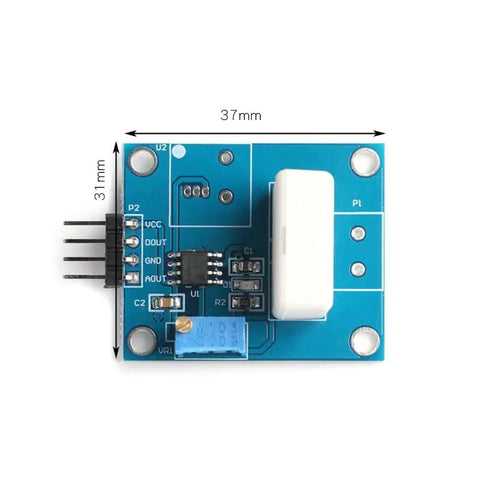 The Real Deal Hall Current Sensor Detector Board Delivering 35A Precision Overcurrent Alert Light and Short Circuit Shutoff, 37x31mm.
