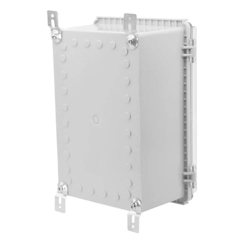 IP67 Waterproof Junction Box With Clear Hinged Cover And Stainless Steel Latch, Durable Plastic Enclosure, side view