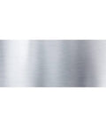 Front view of chrome U-channel edge guard trim strip, 18 ft, brushed metal finish