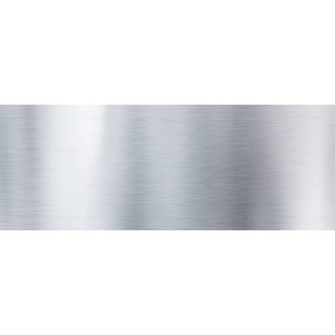 Front view of chrome U-channel edge guard trim strip, 18 ft, brushed metal finish