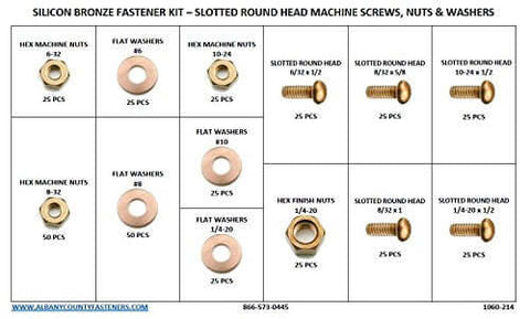 Image of Silicon Bronze Electrical Screw Kit With Nuts And Washers And Insulated Screwdriver 377 Pieces showing organized compartments.