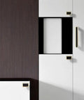2 Pack 5.0 Inch Hole Center Zinc Alloy Square Cabinet Handles In Black Gold Finish on modern white and wood cabinet doors