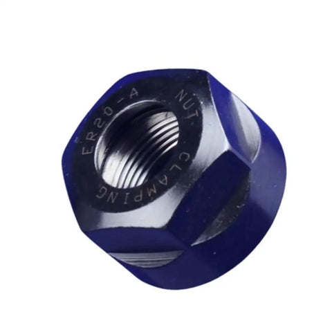 Rock Solid Steel Chuck Collet Nut With M14x0.75 Thread Fits Er11 Er16 Er20 Er25 Er32 Collets Heavy Duty Clamping Lock showcasing blue ER20 nut with internal threading.