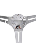Racing Steering Wheel 13 Inch 330mm With 6 Bolt JDM Mount Red Grooved Spoke Bracket And Horn Button Durable PU Grip For Racing Simulators