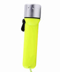 180 Lumen LED Dive Flashlight With Fluorescent Green Body Submersible Underwater Torch in bright green with aluminum top