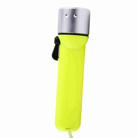 180 Lumen LED Dive Flashlight With Fluorescent Green Body Submersible Underwater Torch in bright green with aluminum top