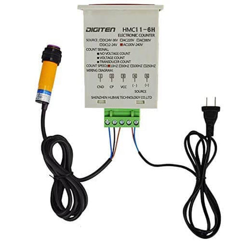 Six Digit Digital LED Traffic Counter With Photoelectric Sensor And Reflector for conveyor belts, plug and play auto count up to 999999 device