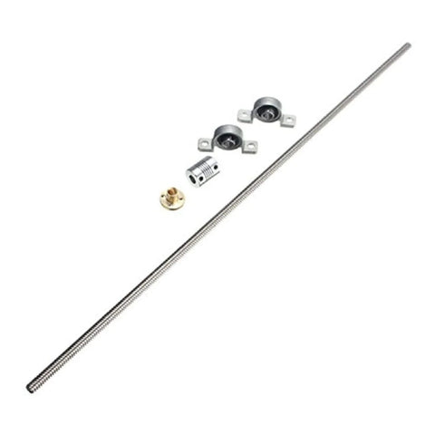 500mm Lead Screw Kit For 3D Printers With Nuts Coupling And Ball Bearing No Fuss Easy To Install Smooth Performance Silver Alloy Rod