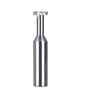 Front view of tungsten steel T-slot milling cutter; silver metal, single-piece tool.