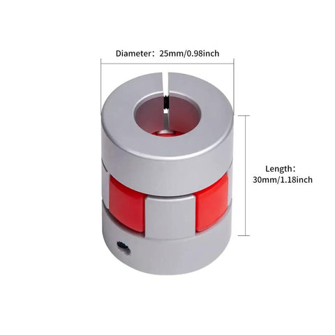 Flexible Shaft Coupling Made From Durable Aluminum For 3D Printers And CNC Machines 25Mm Diameter 30Mm Length With 6Mm Bore
