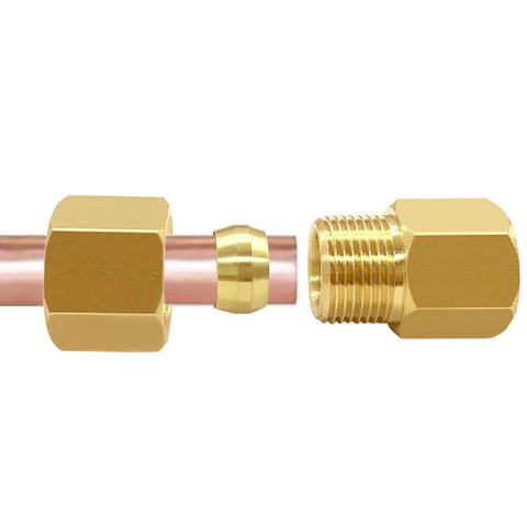 Side view: Joywayus brass compression tube fittings, 3/8 in tube OD x 1/4 in female union, pack of 3