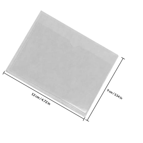 Self Adhesive PVC Card Sleeves With Label Pouches For Easy Classification And Fingerprint Protection Built To Handle Heavy Duty Workload For Warehouse Workhorse Shipping Boxes And Card Organization 12 x 9 cm transparent sleeve