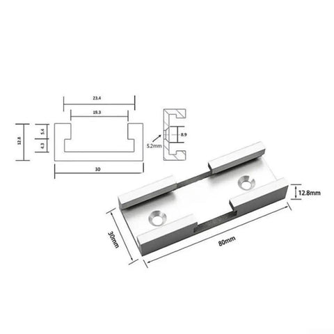 Cross Track Connector 80mm Aluminum Joint Brackets For Woodworking Jig Intersection Accessory with dimensions and design detail