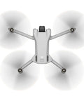 Top view of Mini 3 Drone With RC Remote Bundle Portable 4K Quadcopter Kit With 64GB Card Pro Sling Backpack Landing Pad Card Reader Cleaning Kit