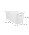 Slick White PP Plastic Drawer Organizer Box With Comfortable Handle Grip For Quick Sorting Bras Socks Ties And Everyday Gear To Keep Your Room Neat On The Daily, dimensions shown.
