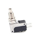V-16-1CQ Limit Fretting Switch Panel Type Point Action Travel Switch, metallic body, industrial use, angled view