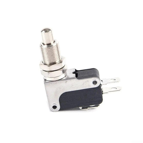 V-16-1CQ Limit Fretting Switch Panel Type Point Action Travel Switch, metallic body, industrial use, angled view