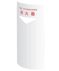 Heavy Duty Steel Fire Extinguisher Wall Mounted Corner Safety Cabinet With Sturdy Baked White Coating showing white cabinet with red lettering.
