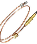 Front view: copper thermocouple assembly with brass fittings for direct-vent gas fireplace