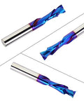 Three Eighths Inch Shank Compression CNC Router Bits Carbide Spiral End Mill Up and Down Cut Nano Blue Coated for woodworking
