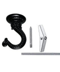 Heavy Duty Swag Ceiling Hooks With Hardware For Hanging Plants Chandeliers Wind Chimes And Ornaments, black hook, screws, toggle