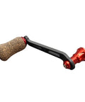 Premium Single Rocker Fishing Reel Handle With Rubber Cork Knob Carbon Fiber Core 70Mm Screw In Arm Length, black and red