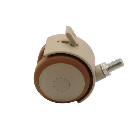 Grab This Set Of Four Heavy Duty Rubber Caster Wheels With Smooth Swivel Action And Solid Locking Brakes Fits M6 M8 Thread Mounts On Tool Chests And Carts That Ride Like A Champ - Close-up of a locking rubber caster wheel.