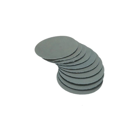 Upgrade Your Workspace With These High Performance Sandpaper Discs That Include 25 Pieces Of 2 Inch Sander Pads, aluminum oxide discs stacked.