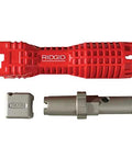 No Fuss Under Sink Faucet Install And Removal Wrench With 6 Sided Cube Insert For Five Eighths, Three Quarters, Seven Eighths, Fifteen Sixteenths And One Inch Nuts Ridgid EZ Change Tool For Faucets, Valves, Supply Lines, And Basket Strainers, showing wrench components